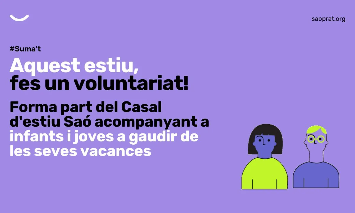 Crida de voluntariat de l'Associació SaóPrat per acompanyar infants i joves en activitats esportives i de lleure durant l'estiu.