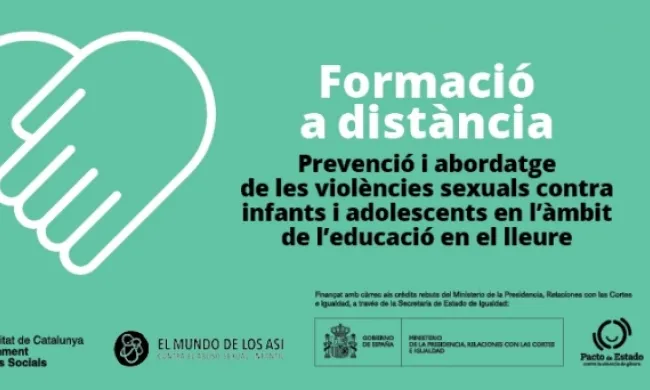 Formació a distància 'Prevenció i abordatge de les violències sexuals contra infants i adolescents en l’àmbit de l’educació en el lleure'. Font: Departament de Drets Socials