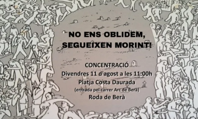 Fragment del cartell oficial de la concentració 'No ens oblidem, segueixen morint!. Font: Coordinadora Obrim Fronteres