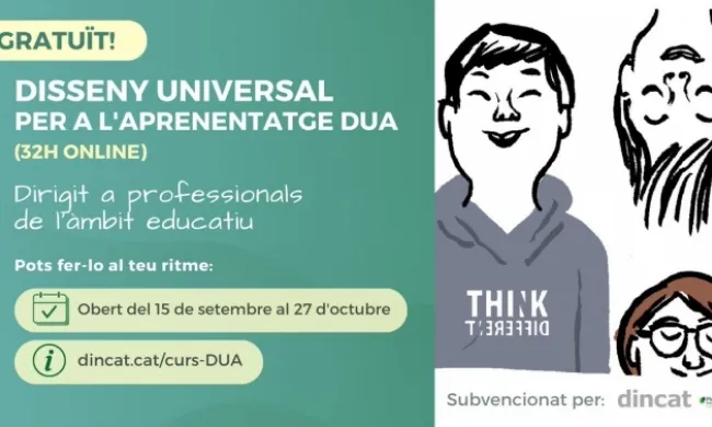 Curs: Disseny Universal per a l’aprenentatge DUA. Font: DINCAT