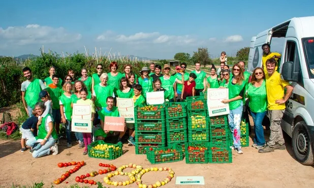 Una imatge d'una acció dels Espigoladors de l'any passat en la qual es van aplegar sis mil quilos de fruita i verdura.