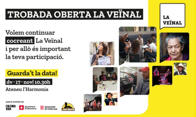 Cartell promocional de la Trobada oberta comunitària. Font: La Veïnal