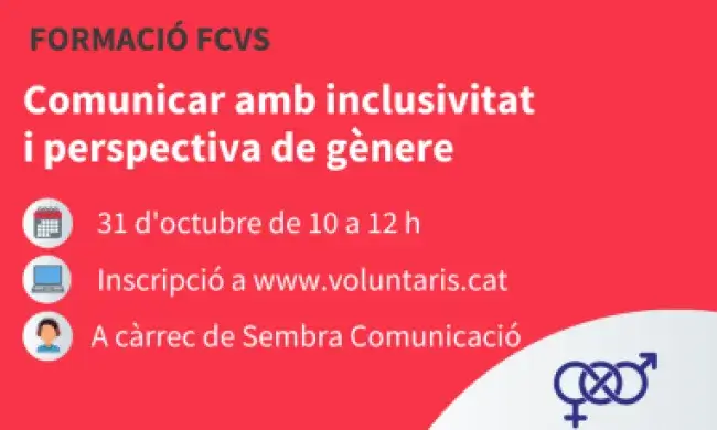 La Federació Catalana de Voluntariat Social (FCVS), a dins de l'eix de formacions sobre comunicació, dedica una sessió a la comunicació inclusiva. Font: FCVS