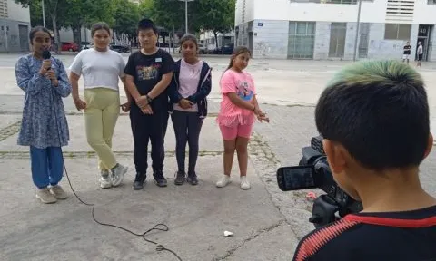 La plaça Sant Roc, un dels espais escollits per alumnes de 5è A de l’escola Josep Boada