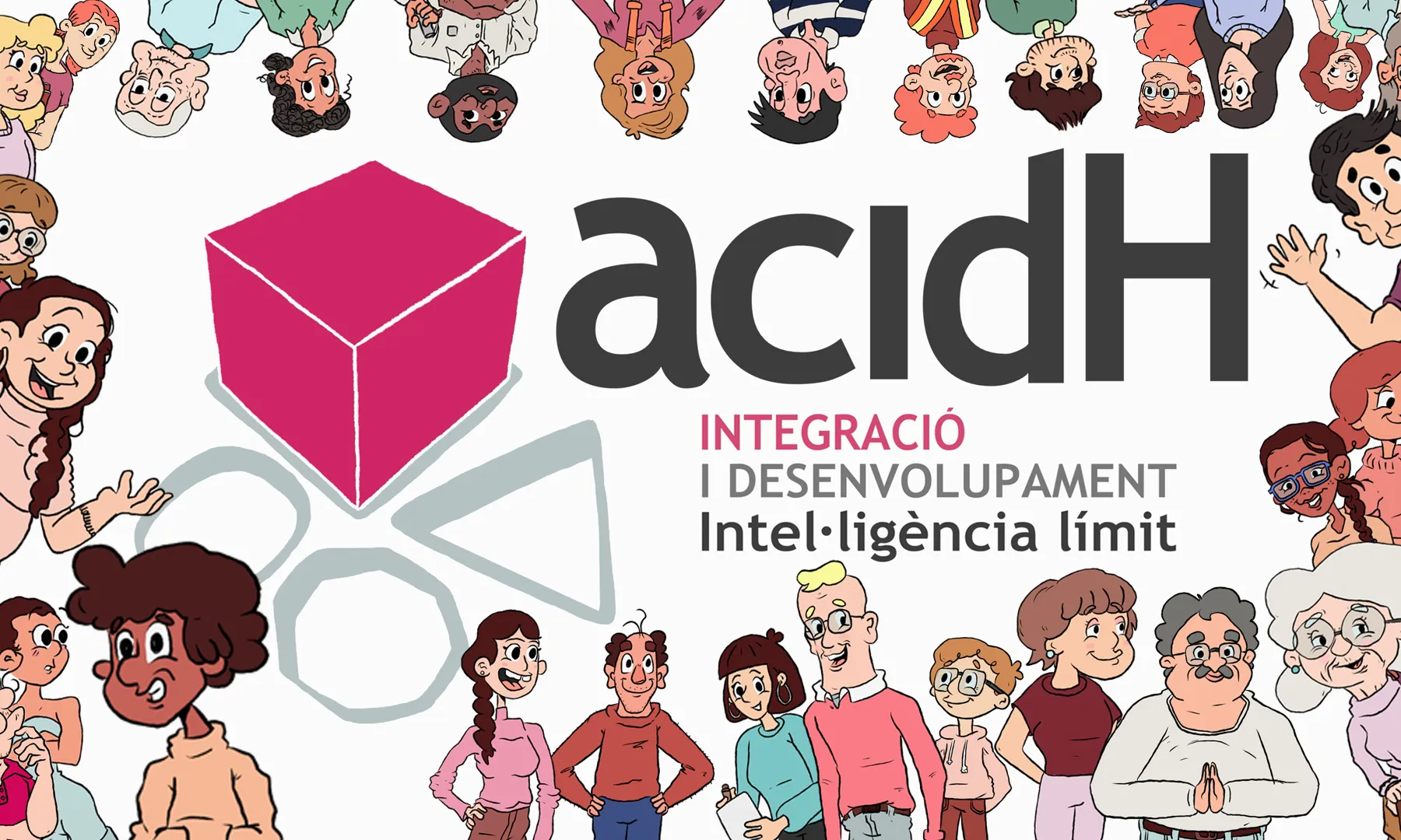 Portada campanya Som acidH. Es llegeix el títol rodejat de personatges.