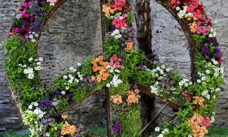 Símbol de la pau fet amb flors. Font: Flickr - Joanbrebo