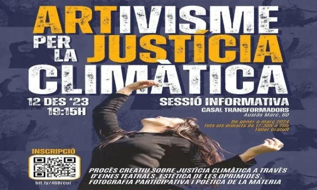 Cartell oficial del taller 'Artivisme per la justícia climàtica'. Font: Xarxa de Consum Solidari