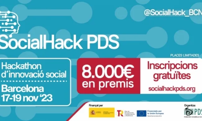 Detall del cartell de la hackató d’innovació social que se celebrarà al Hub Social de Barcelona. Font: Associació PDS