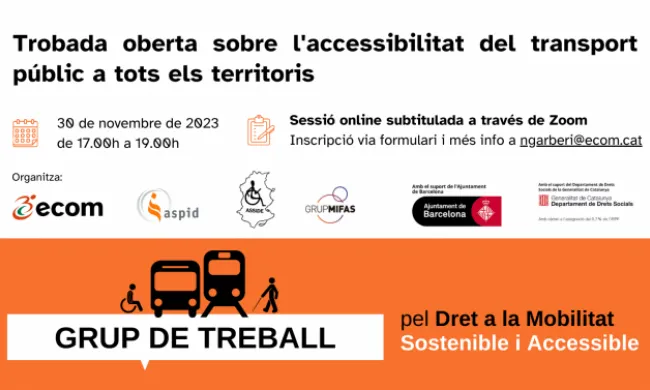 Cartell trobada oberta sobre l'accessibilitat del transport públic a Catalunya