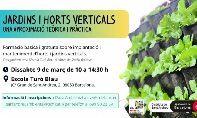 Cartell de la formació sobre jardins i horts verticals.