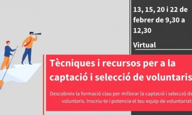 La Federació Catalana de Voluntariat Social (FCVS) ofereix formacions a les entitats per millorar la captació de persones voluntàries. Font: FCVS