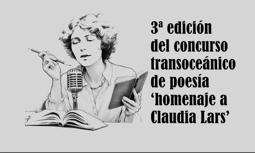 Cartell de la 3a edició del concurs transoceànic de poesia 'homenatge a Clàudia Lars'.