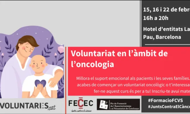 Curs sobre voluntariat en l'àmbit de l'atenció a malalts oncològics.