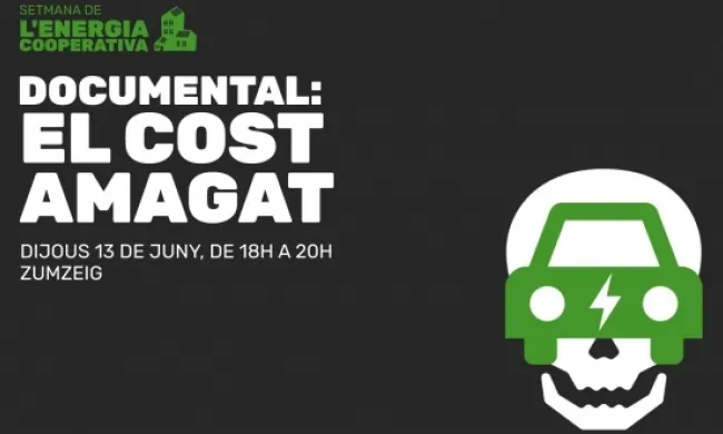 Fragment del cartell oficial de la projecció del documental 'El cost amagat' als Cinemes Zumzeig.