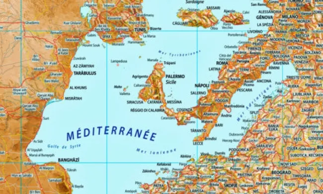 Mapa del mar Mediterrani.