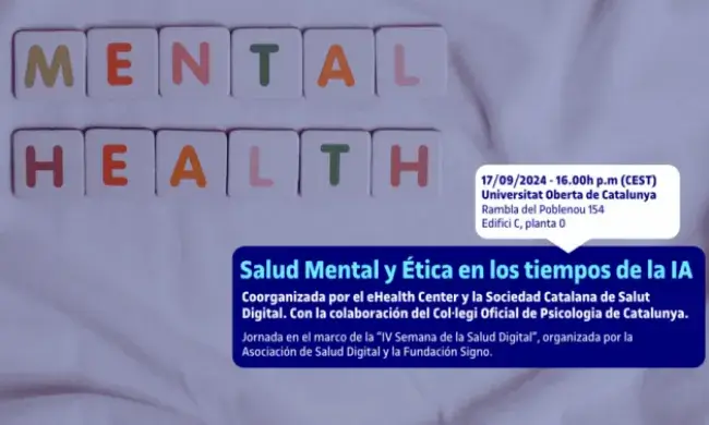 Cartell promocional de l'acte 'Salut Mental i Ètica en els temps de la IA'.