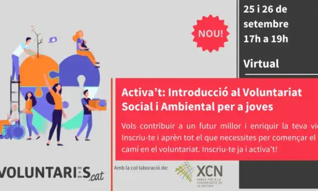 Cartell de la formació de la Federació Catalana de Voluntariat Social, sobre voluntariat social i ambiental.