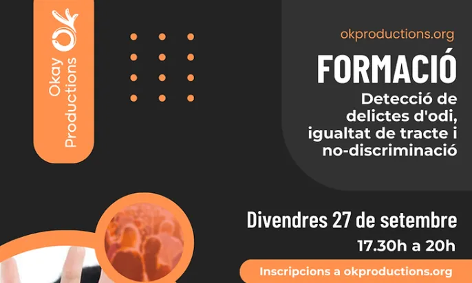 Cartell de la formació: Detecció de delictes d’odi, igualtat de tracte i no-discriminació