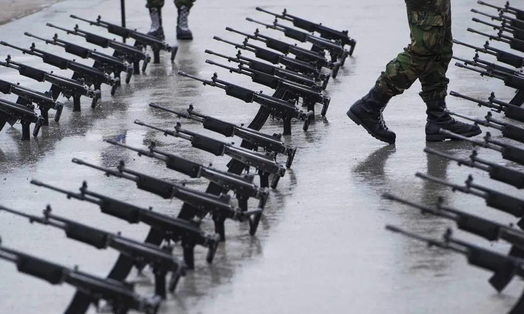 Conjunt d'armes a terra, després d'un procés de desarmament