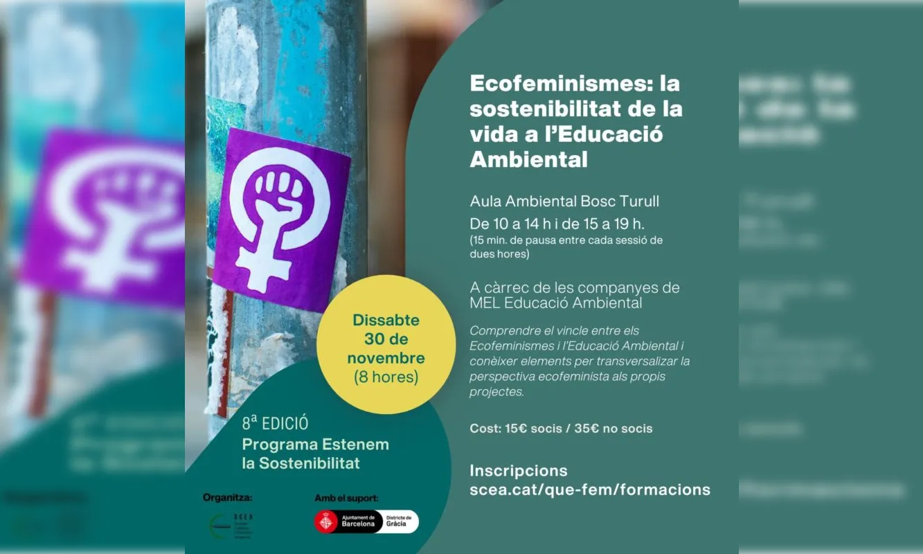 Cartell de l'esdeveniment “Formació en Ecofeminismes: la sostenibilitat de la vida a l’educació ambiental”