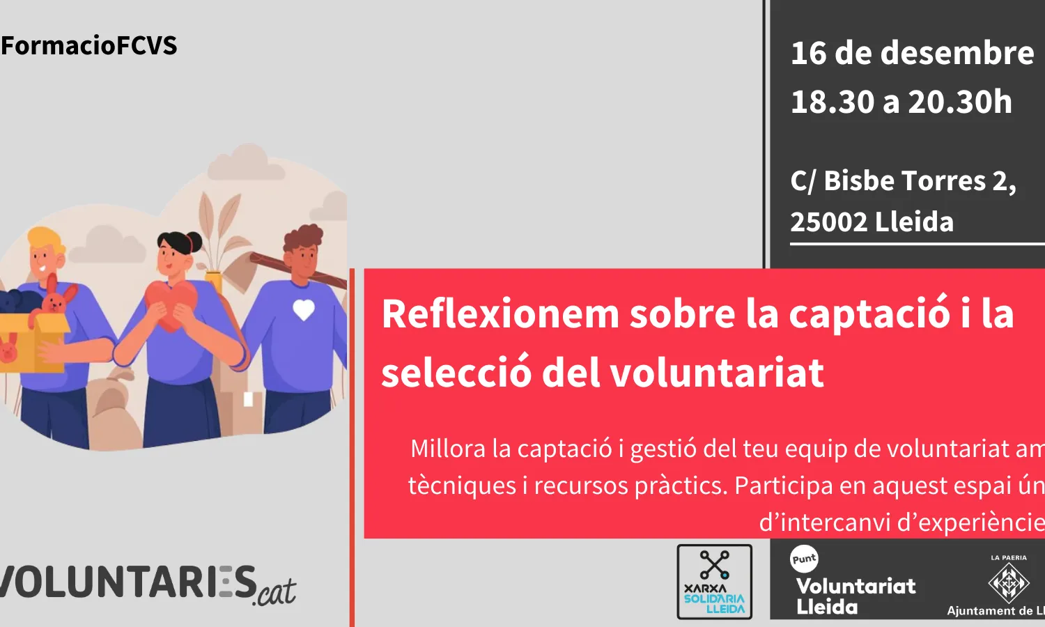Cartell del seminari ‘Reflexionem sobre la captació i la selecció del voluntariat. Compartim experiències!’