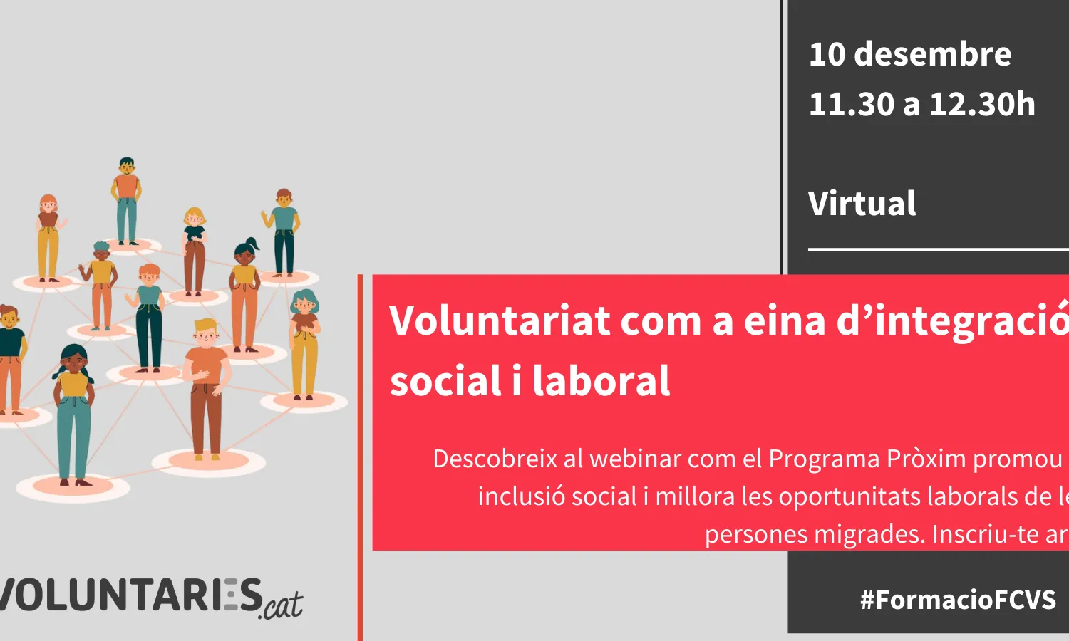 Cartell del webinar ‘Voluntariat com a eina d’integració social i laboral’