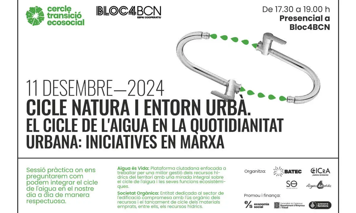 Cartell de la sessió 'El cicle de l'aigua en la quotidianitat urbana: iniciatives en marxa'