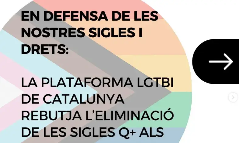A través d’un comunicat, l’entitat ha mostrat la seva preocupació. Font: Plataforma LGTBI de Catalunya