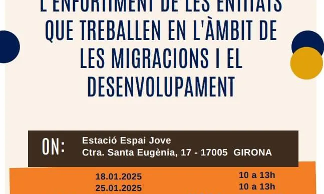 Cartell oficial del II Cicle de formacions per l’enfortiment de les entitats que treballen en l’àmbit de les migracions i el desenvolupament.