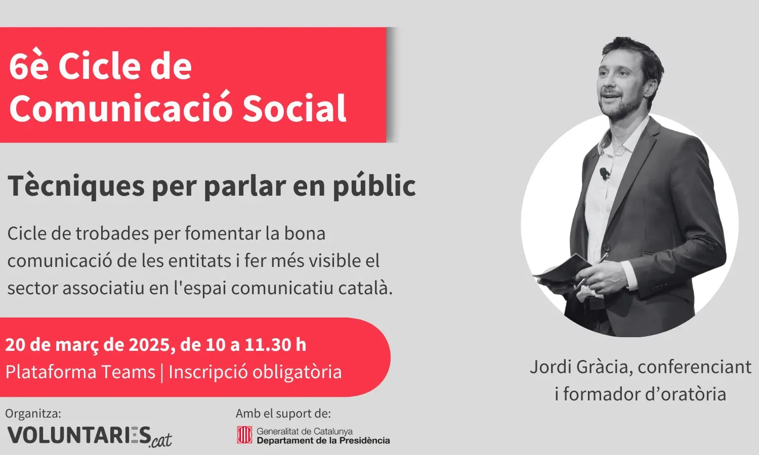 Cartell de l'espai formatiu 'Tècniques per parlar en públic'