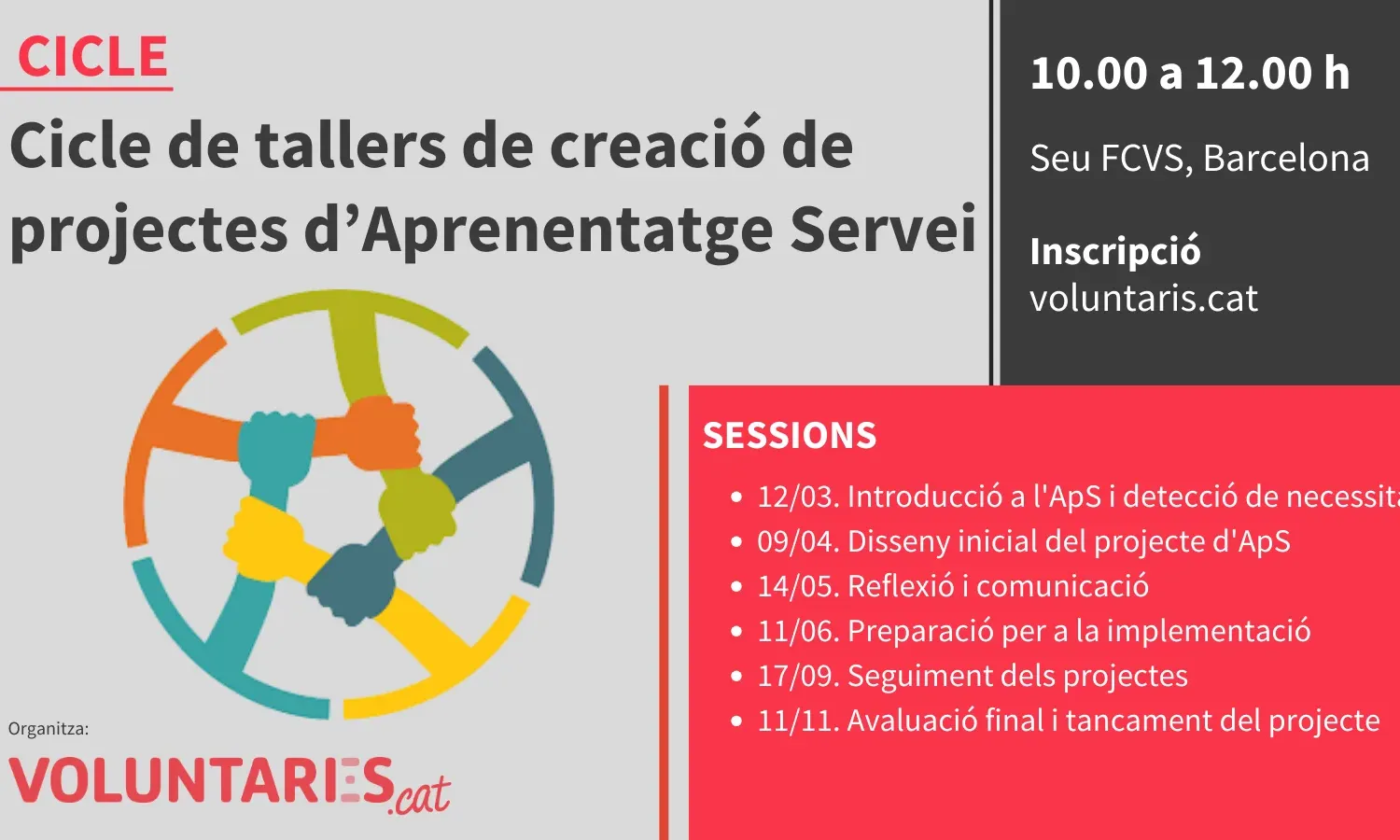 Cartell del cicle de tallers de creació de projectes d’Aprenentatge Servei