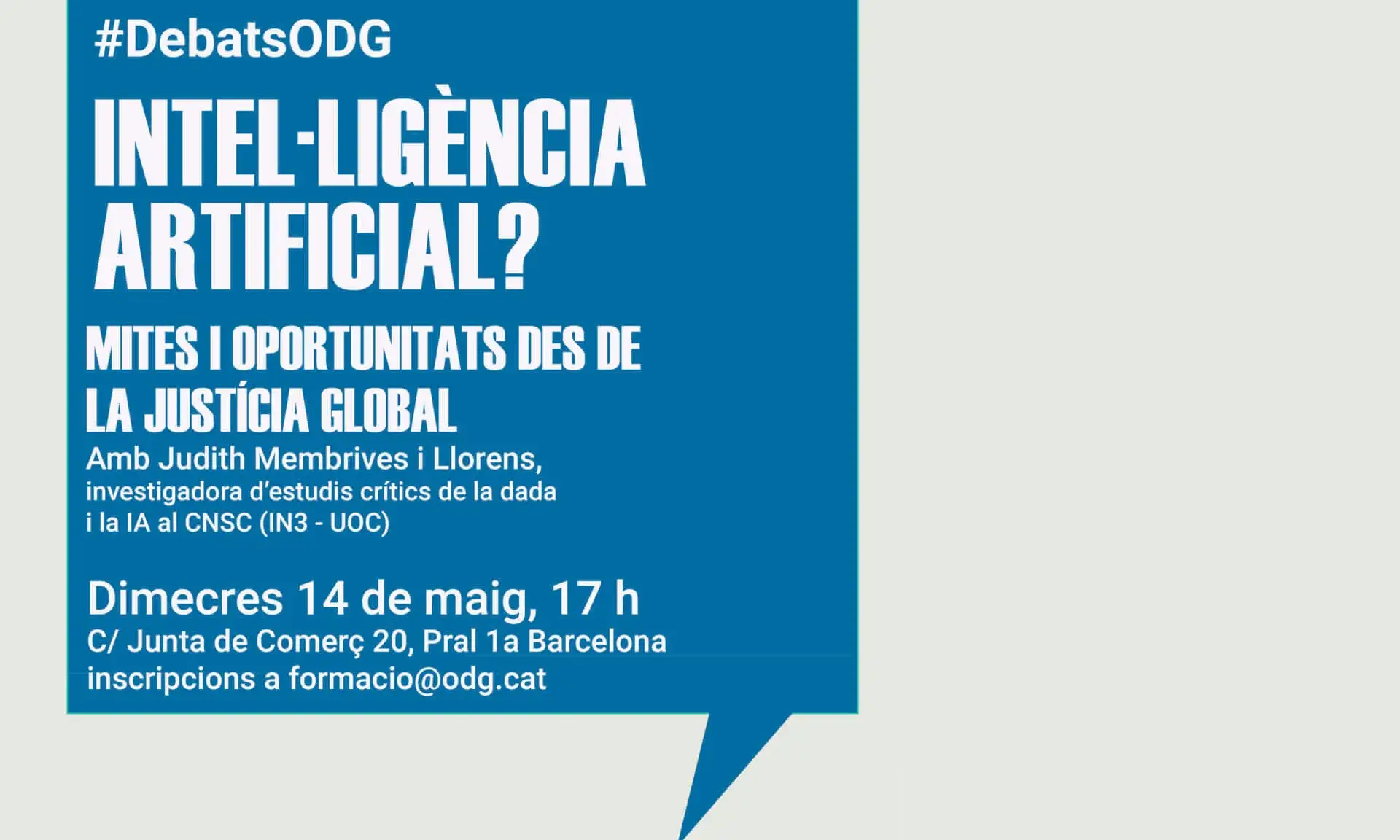Cartell del Debat ‘Intel·ligència artificial? Mites i oportunitats des de la Justícia Global’