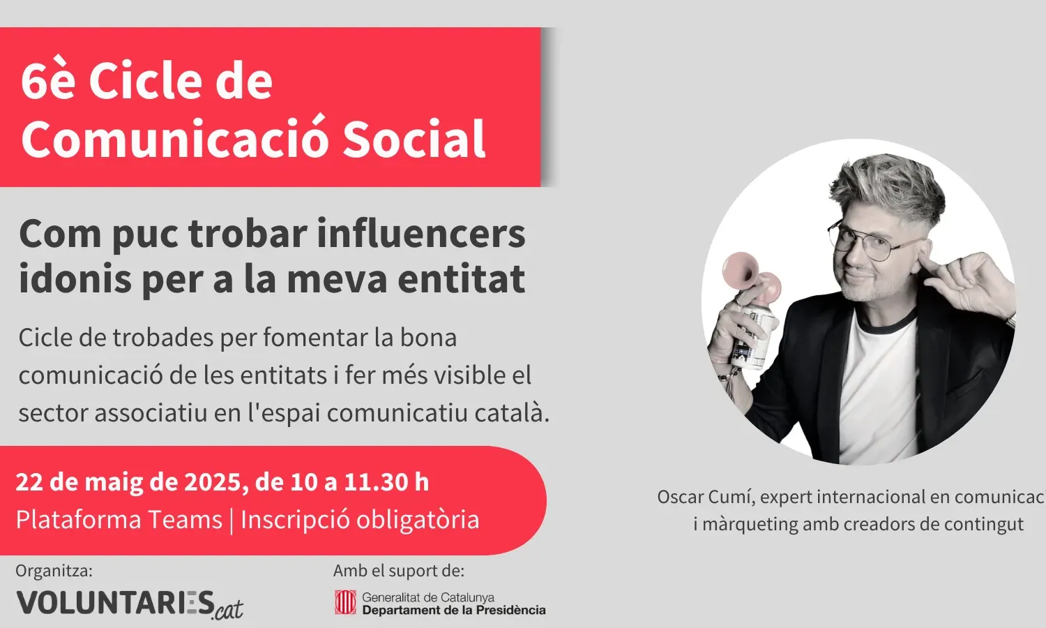 Cartell de la formació "Com puc trobar influencers idonis per a la meva entitat"