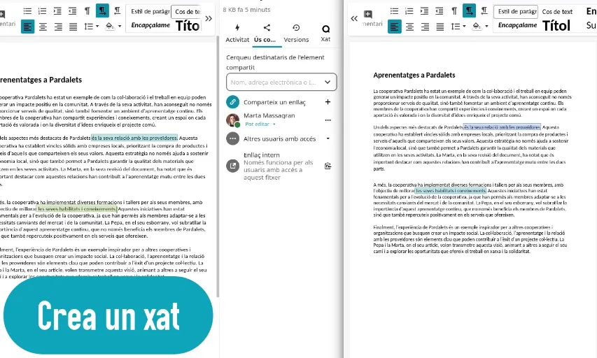 Fotograma del quart capítol de la sèrie sobre com editar fitxers col·laborativament.