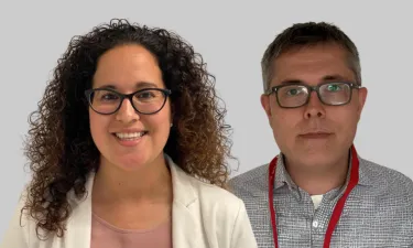 Els dos ponents de la conferència, l'Anna Huguet i el Valentí Pallarés.