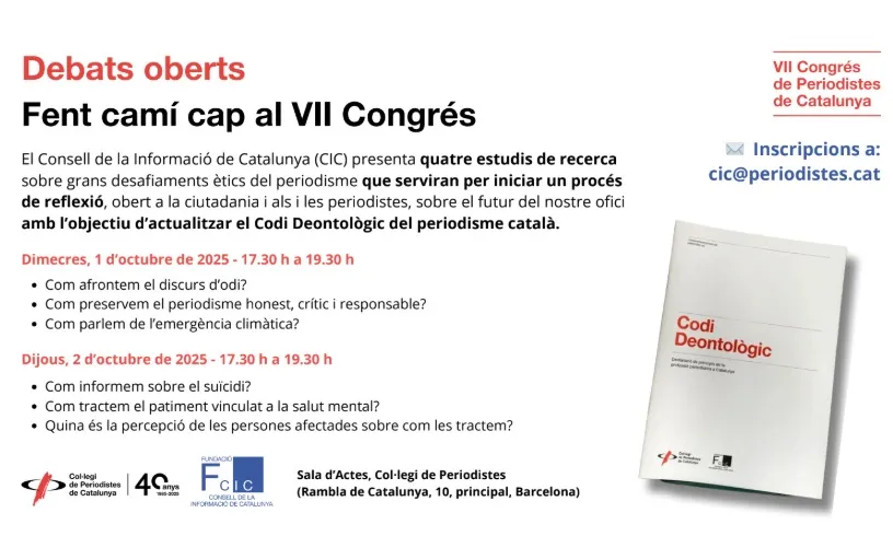 Cartell Debats oberts sobre desafiaments ètics claus del periodisme