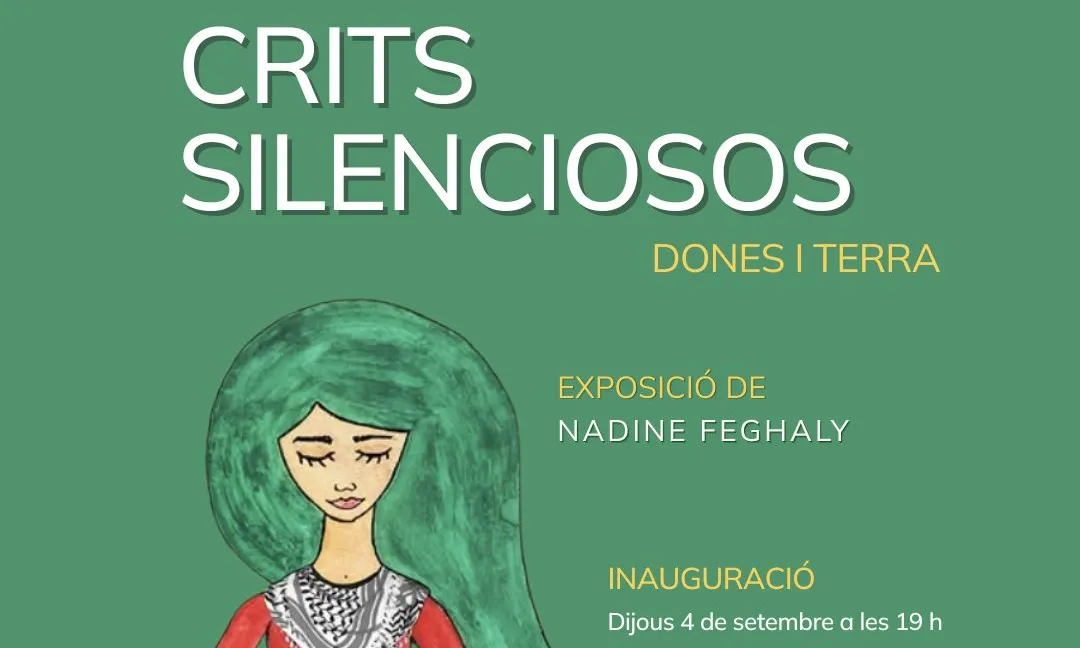 Cartell oficial de l'exposició 'CRITS SILENCIOSOS. Dones i terra del pròxim Orient'.
