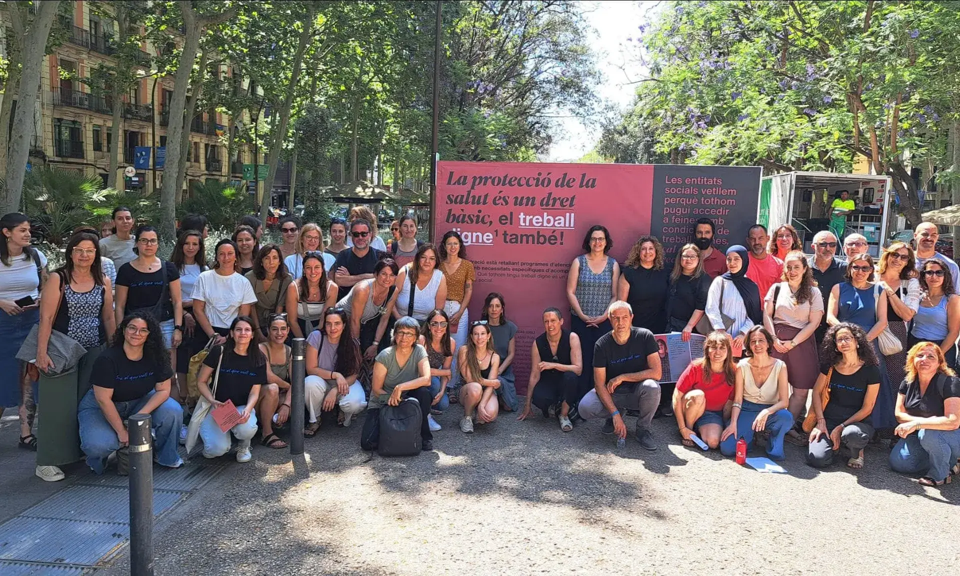 Membres de l'ECAS en una protesta