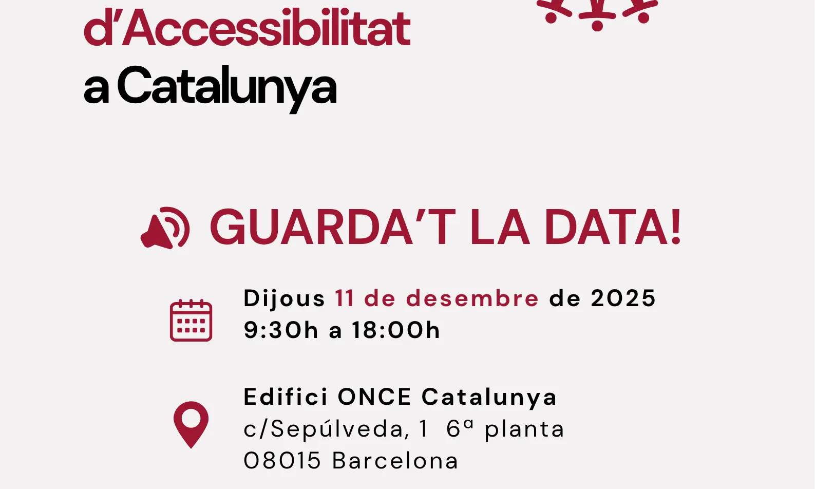 Cartell de promoció de la jornada de l'11 de desembre sobre el nou Codi d'Accessibilitat