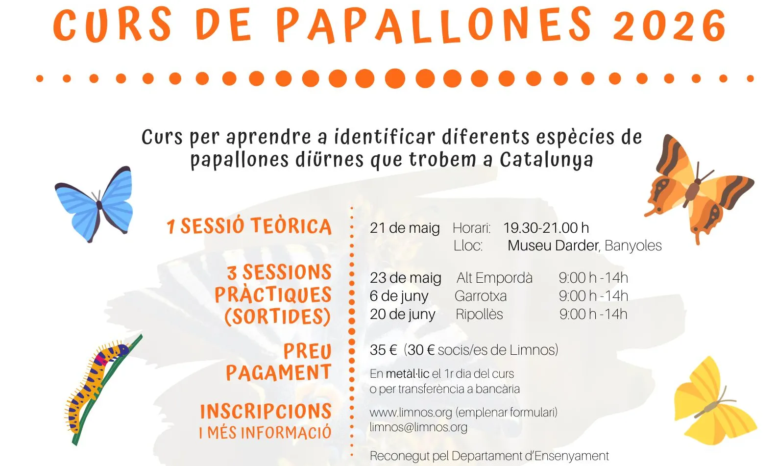 Cartell oficial del curs de papallones de Limnos.