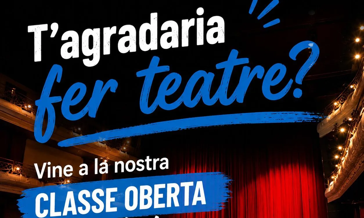 Imatge on es publicita la realització d'una classe oberta de teatre a El Círcol de Badalona
