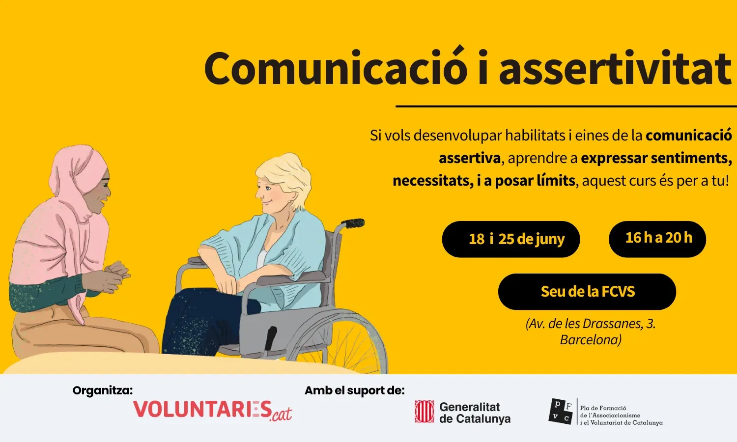 Cartell de la formació, amb el títol i les especificacions d'hora i dia.