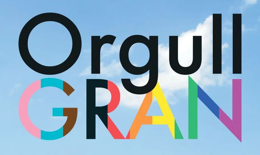Imatge amb el fons de color blau i al centre hi ha escrit "Orgull Gran"
