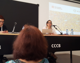 Irene Borràs, en una intervenció al 3r Congrés Congrés Català de l'Associacionisme i el Voluntariat. Font: Twitter