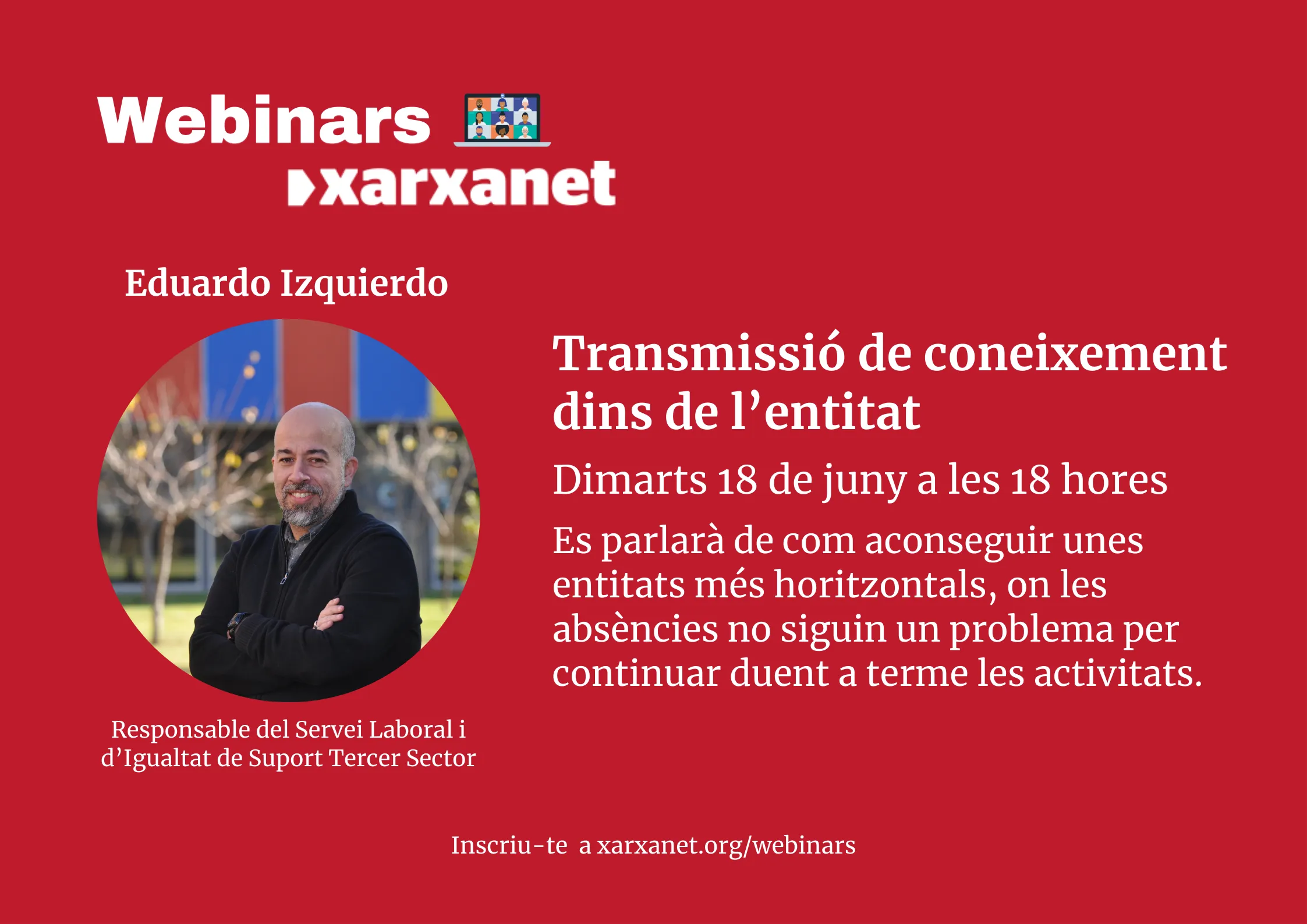 Eduardo Izquierdo, responsable del Servei Laboral i d’Igualtat de Suport Tercer Sector.