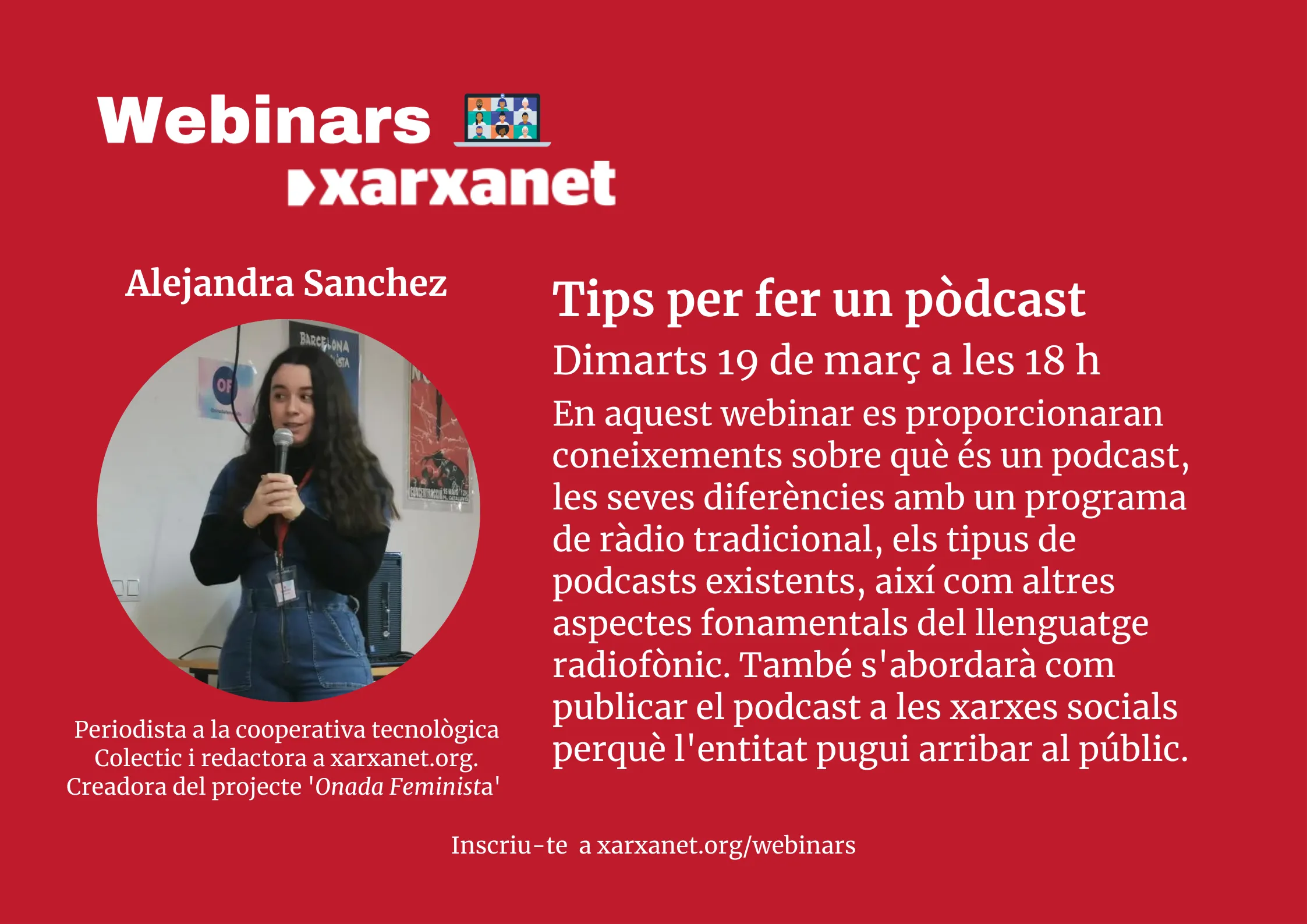 Alejandra Sánchez, periodista a la cooperativa tecnològica Colectic i redactora a xarxanet.org. Creadora del projecte 'Onada Feminista'.