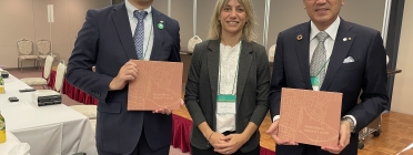 Alba Barnusell, el 2022, amb els alcaldes d'Hiroshima i (aleshores) Nagasaki a la 10th General Conference of Mayors for Peace, celebrada al Japó. Font: Alcaldia de Granollers.