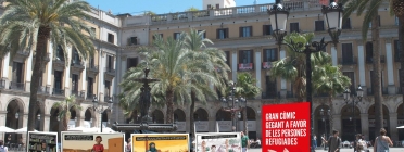 Còmic gegant en viu a la plaça Reial Font: Ajuntament de Barcelona