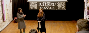 La Karina i la Mali durant la presentació de Migrantour a l'Ateneu del Raval de Barcelona. Font: Carla Fajardo
