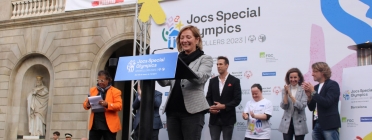 Marina Gómez, presidenta d'ACELL i de la Federació Catalana d'Esports per a Persones amb Discapacitat Intel·lectual, en un acte dels Jocs Special Olympics. Font: Salut i discapacitat, infància i joventut i família, dependència, special olympics, acell